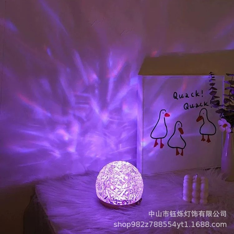 Internet Celebrity Ins Dynamic Water Ripple Automatic Rotating Creative Atmosphere Bedside Northern Lights Romantic Decorative Night Light