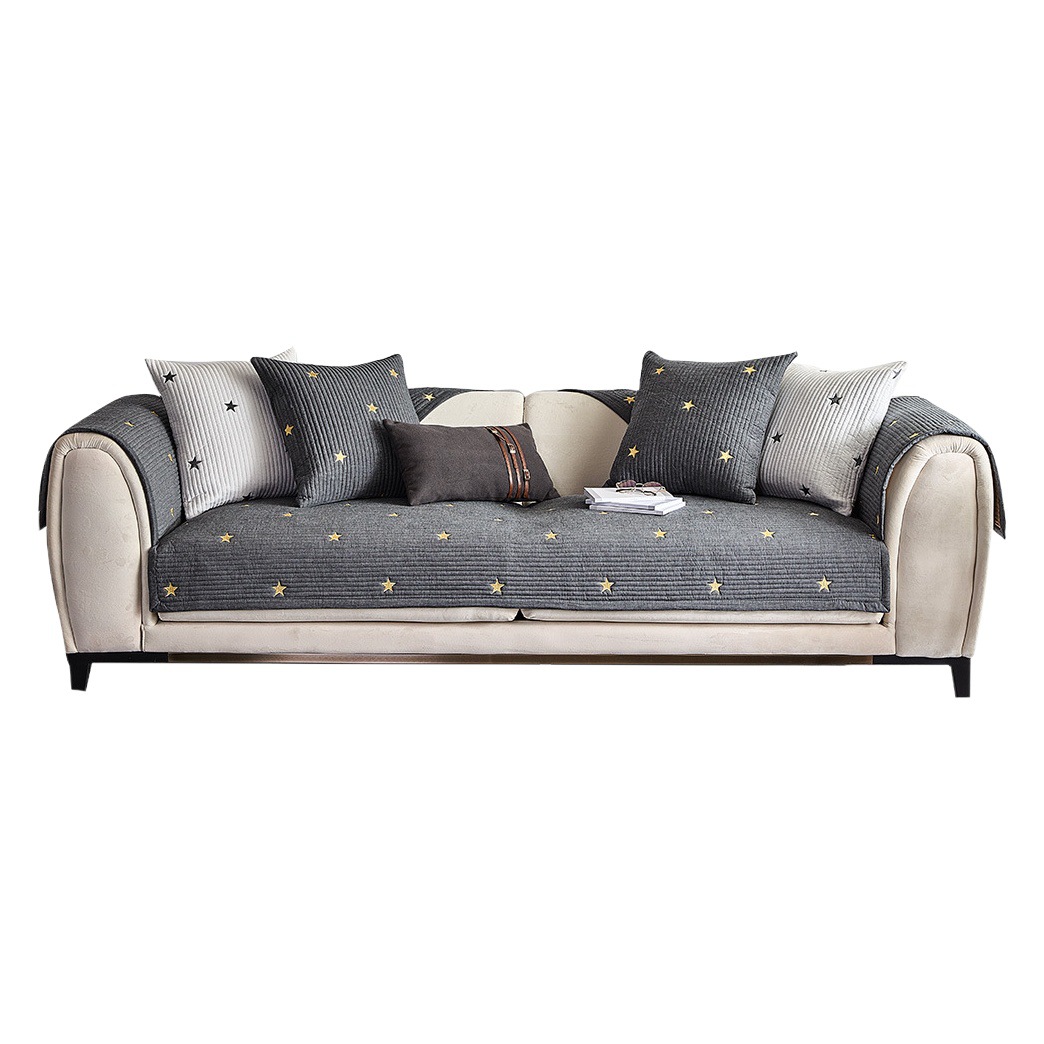 Nordic simple internet celebrity leather sofa cushion four seasons universal non-slip cushion cover pure cotton fabric thickened back towel