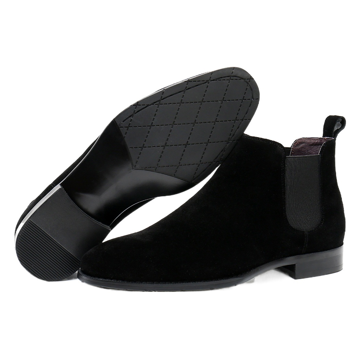 Chelsea Boots Korean Style Fashionable Casual High Top Square Toe Anti-Velvet Martin Boots Men's Genuine Leather British Autumn and Winter Men's Shoes