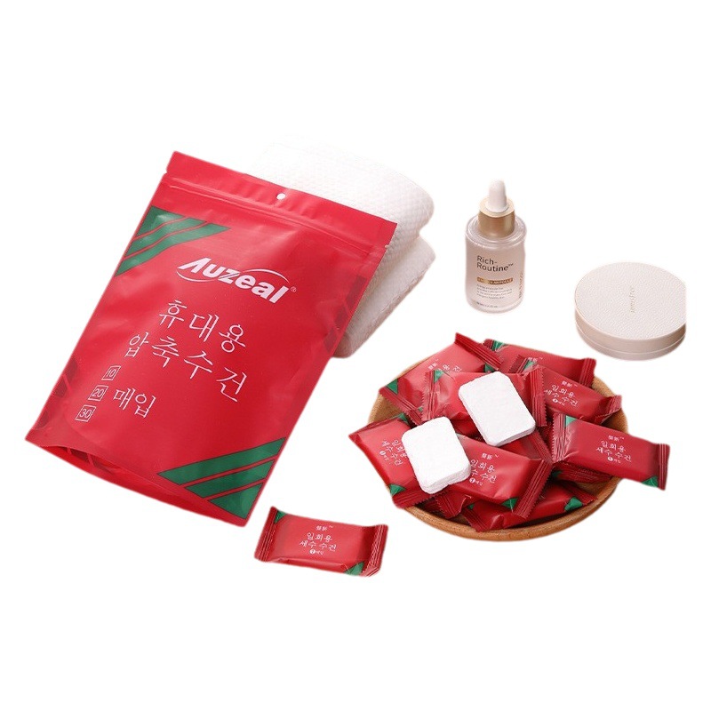 Picture of Compressed Towel Travel Disposable Towel Cotton Portable Makeup Remover Towel Thickeneded Cleansing Towel Candy Pack