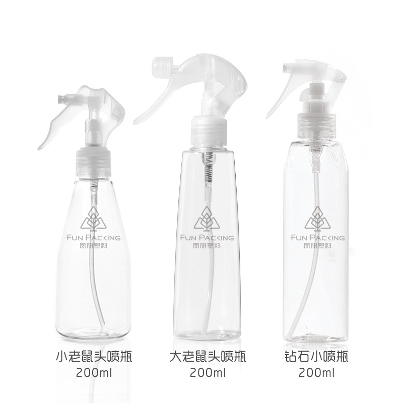 Picture of PET conical bottle 200ml rat pump spray bottle alcohol spray bottle transparent sub-packaging small watering can disinfectant bottle