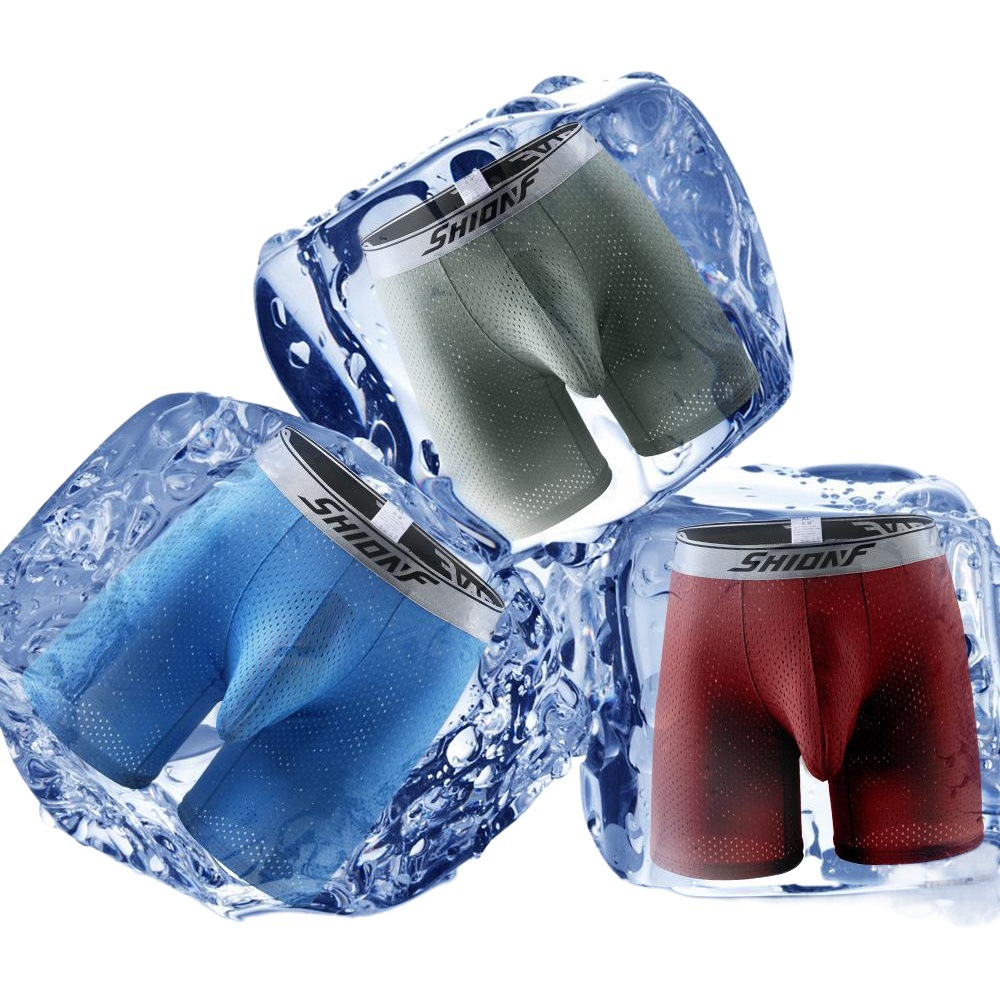 Men's Underwear Men's Ice Silk Flat Angle Mesh Scrotum Bracket Anti-wear Leg Bullet Separate Large Size Four Angle Pants