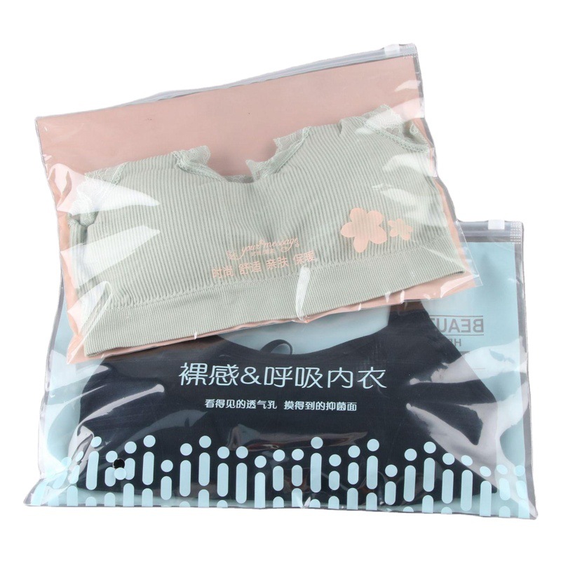 Clothing zipper bag bra underwear bag yoga clothes packaging bag wholesale plastic Ziplock bag frosted transparent in stock