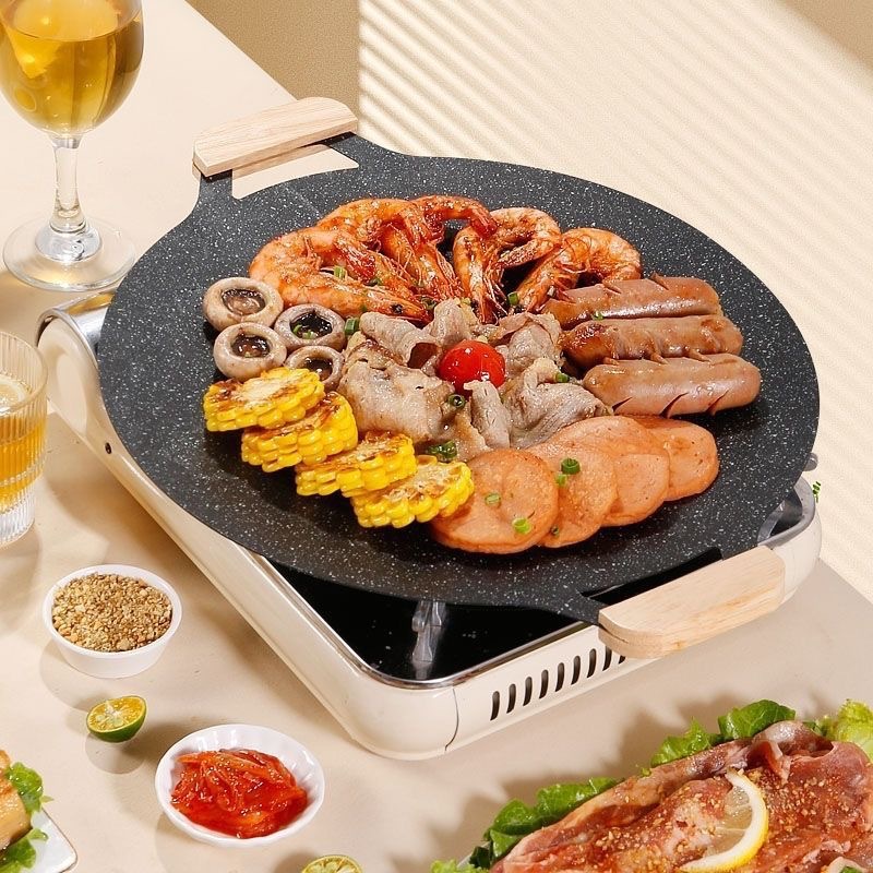 Picture of Korean Style Barbecue Plate Maifan Stone Non-Stick Baking Plate Outdoor Camping Teppanyaki Household Induction Cooker Card Stove Grill Plate