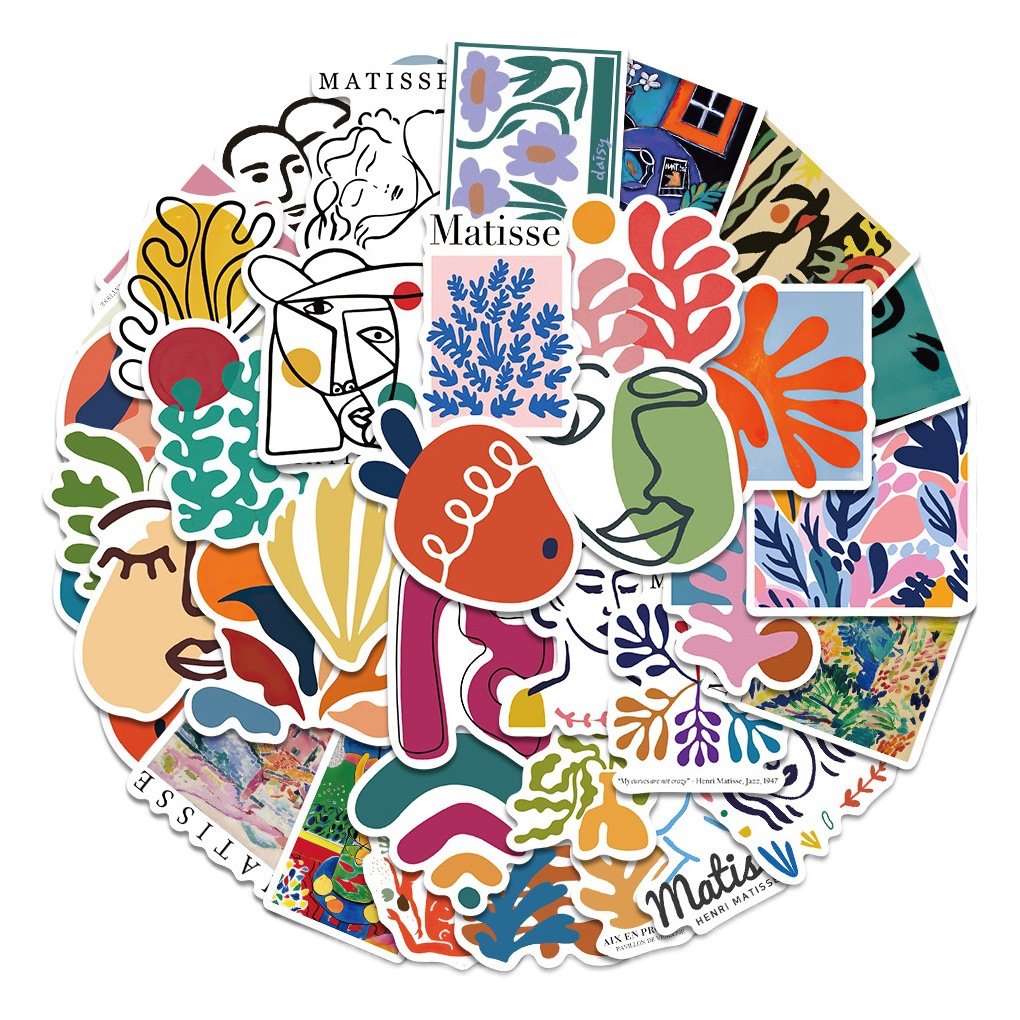 50 Matisse Picture Style graffiti stickers travel Art Museum decoration room Journal water cup waterproof stickers