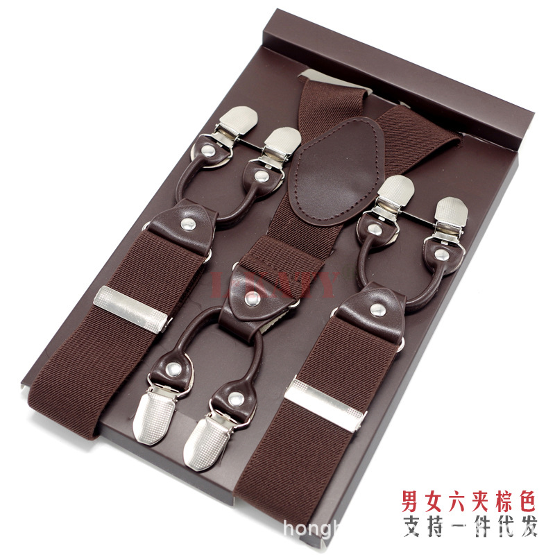Picture of Cross-Border Supply Men's Suspenders Six-Clip Suspenders Elastic Adjustable Fat People Suspenders Men and Women Suspenders