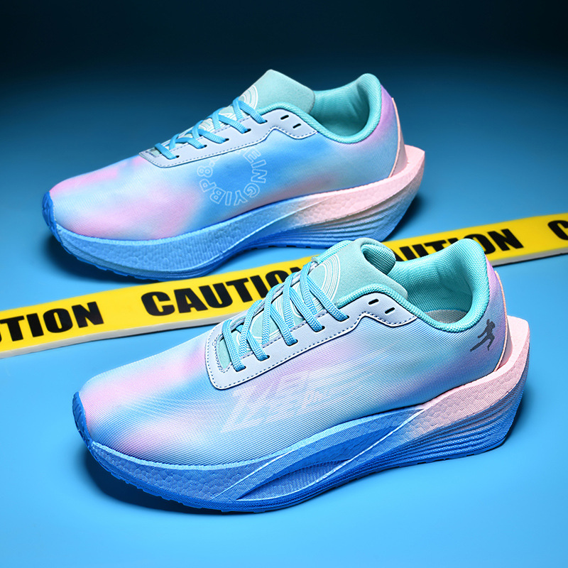 Trendy Chinese-Style Soft-Soled Shock-Absorbing Rebound Racing Running Shoes for Men and Women Versatile Thick-Soled Non-Slip Couple Carbon Plate Sports Shoes