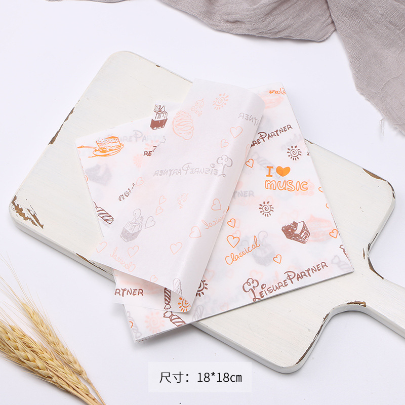 Picture of Square 18cm Coated Oil-proof Paper Hamburger Box Cushion Paper Lunch Cake Oil-proof Paper Sandwich Wrapping Paper