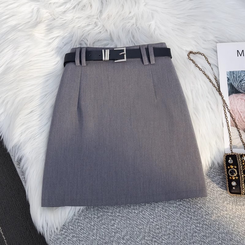 Suit Skirt Gray Short Skirt Women's Spring and Summer 2024 New Slimming Pear-shaped Figure Small A- shaped Hip Skirt