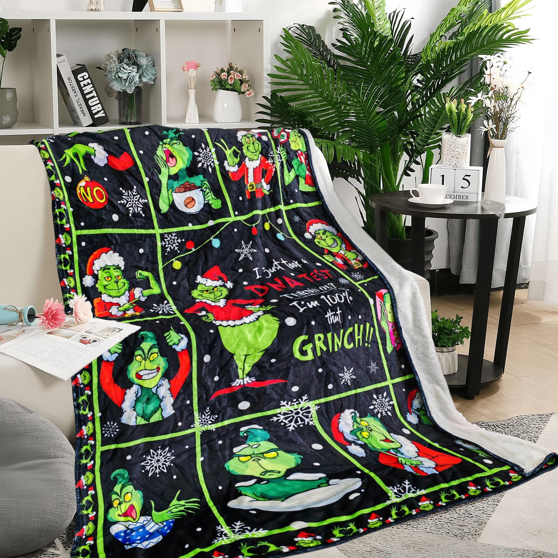 Christmas Cartongreen Monster Blanket Christmas Decorative Flannel Blanket Digital Printed Blanket Cross-border Exclusive