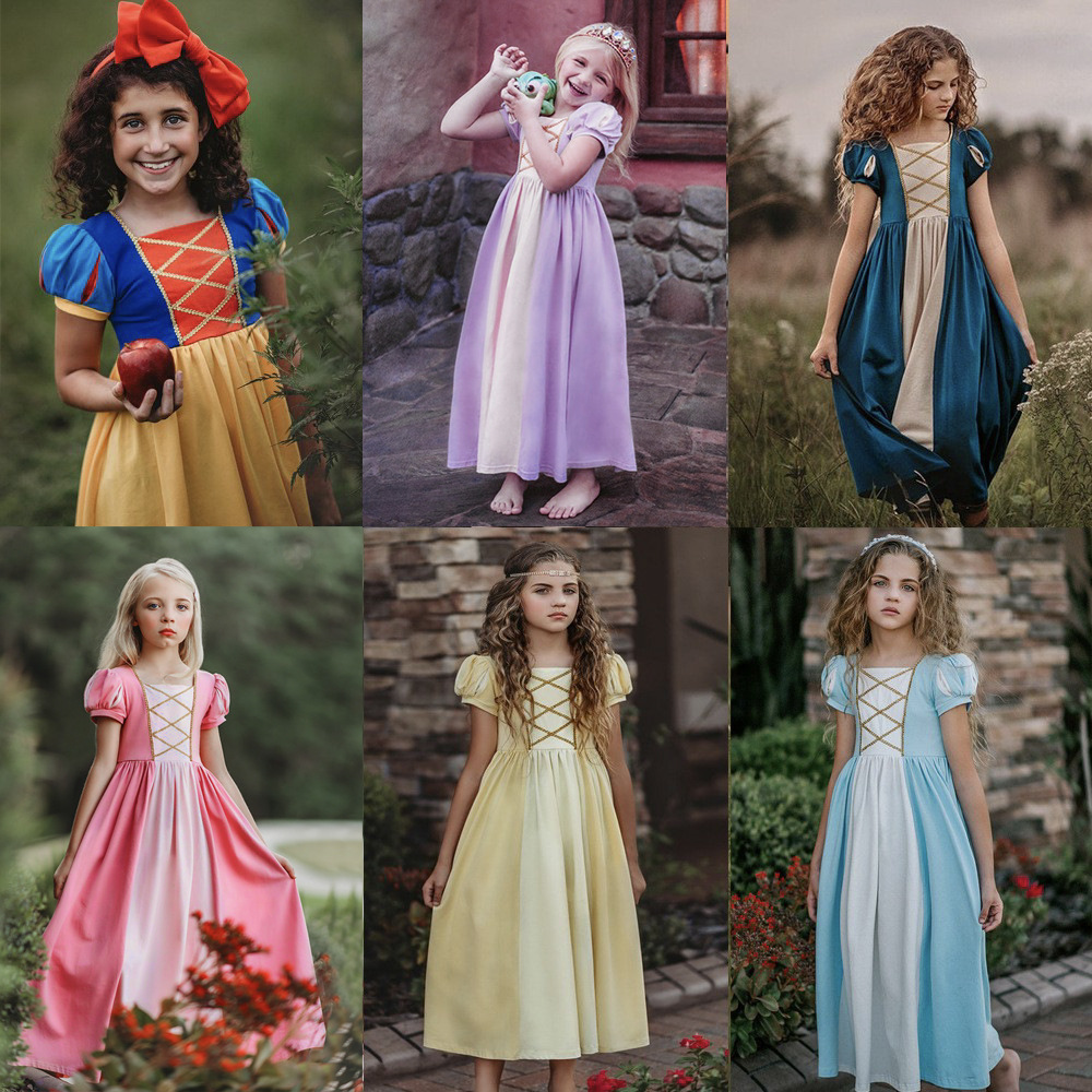 Picture of European and American Light Luxury Snow White Dress Princess Belle Dress Short Sleeve Princess Ello Long Boy Cross Border Hair
