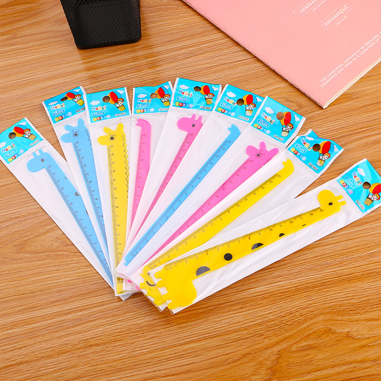 Picture of Cartoon giraffe ruler student plastic ruler 15cm cartoon stationery school supplies drawing tools wholesale