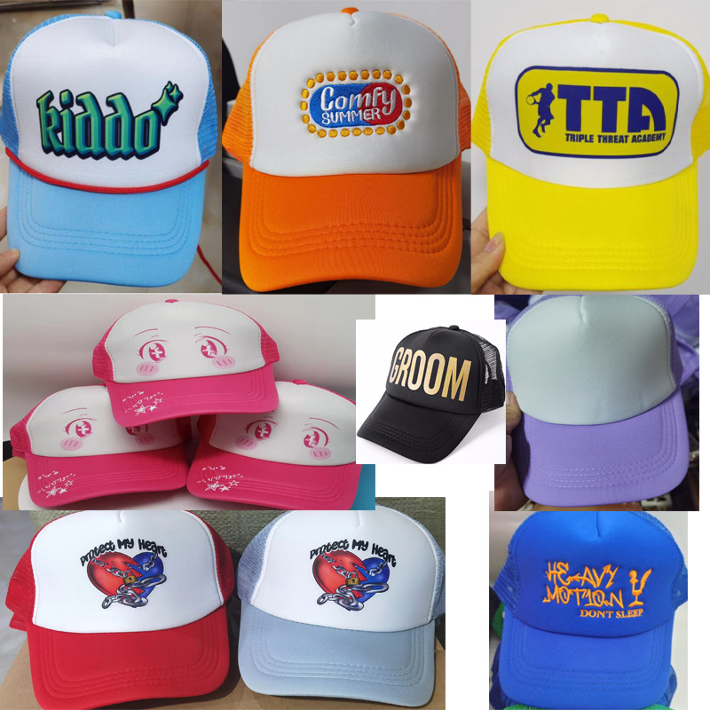 Picture of Sponge net cap printed logo blank advertising cap factory wholesale travel hat parent-child cap embroidered baseball cap