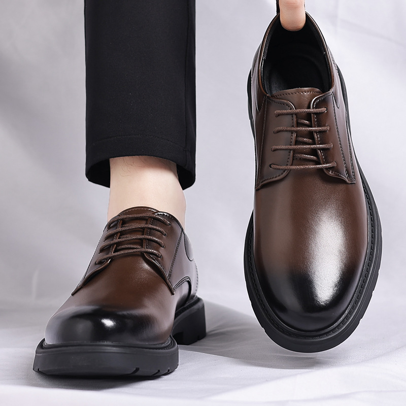 Leather shoes men's 2025 autumn casual formal business men's shoes Korean version of British style groom wedding leather shoes one drop shipping