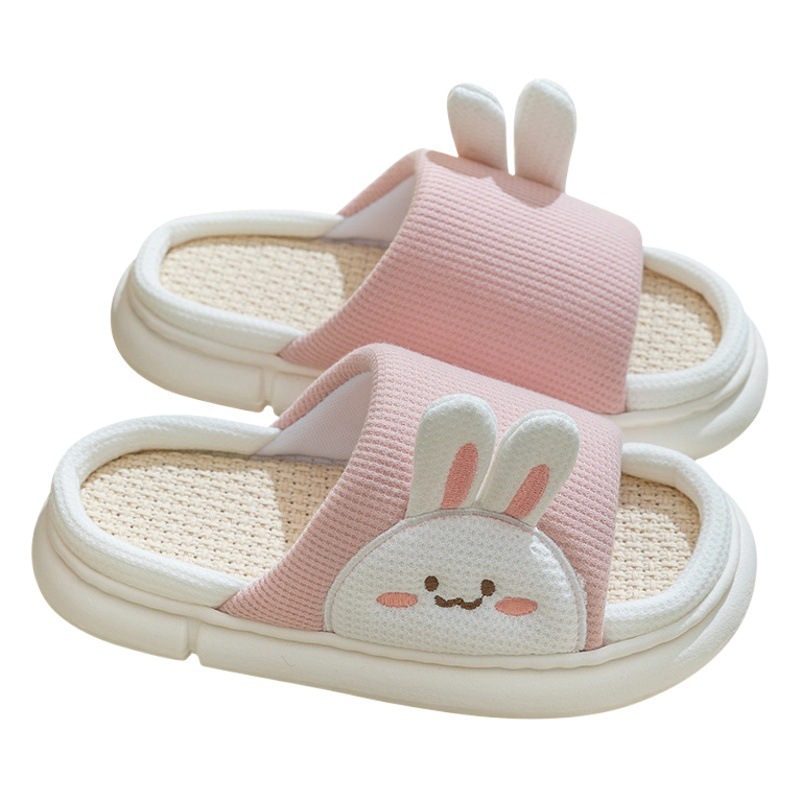 Thick Bottom Linen Slippers Women's Four Seasons Universal Home Indoor Household Sweat Absorbing Couple's Cotton Linen Slippers Men's Spring and Autumn