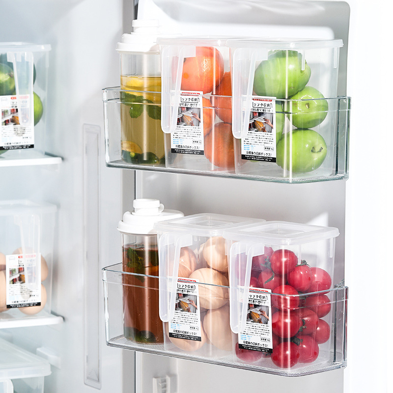 Household refrigerator side door storage box kitchen egg fresh-keeping sub-packing finishing box inside door storage box with handle
