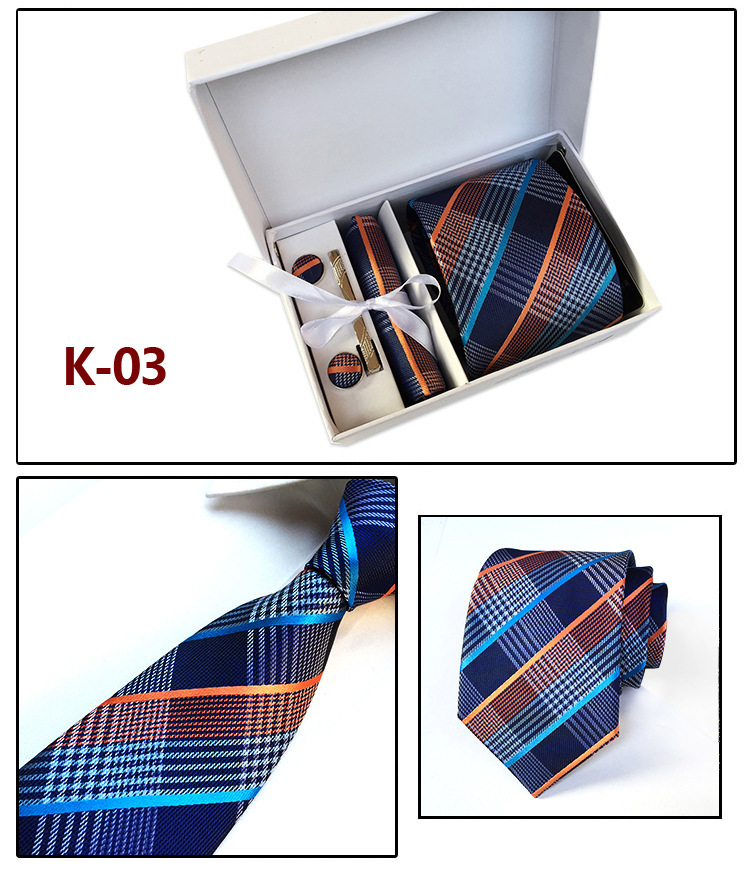 Picture of Manufacturers wholesale men's tie in stock gift box 6 pieces suit group tie business formal tie