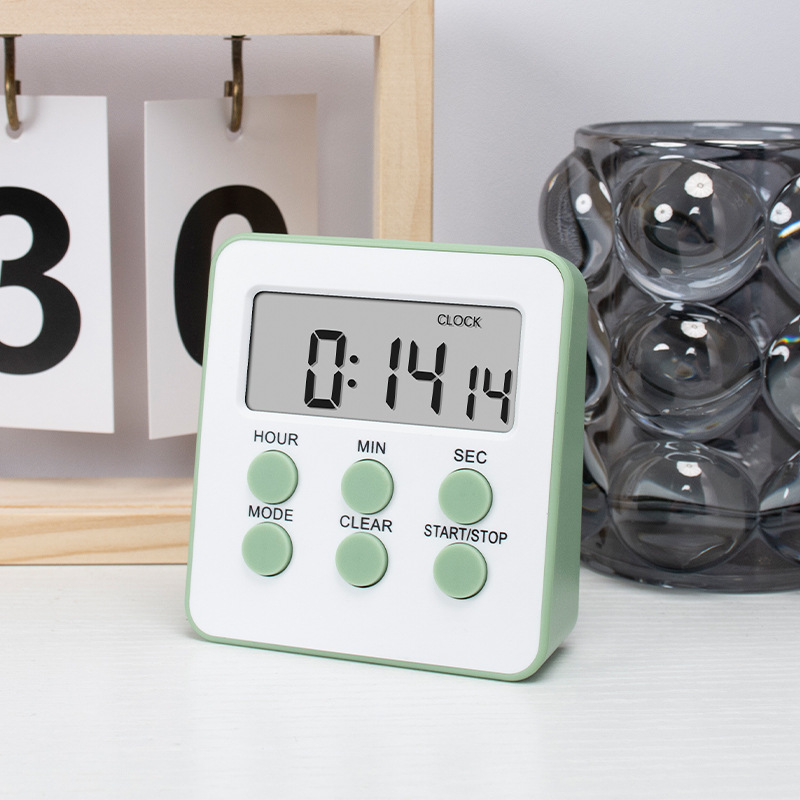 Picture of Multi-function large screen timer kitchen baking timer with clock timer student time manager