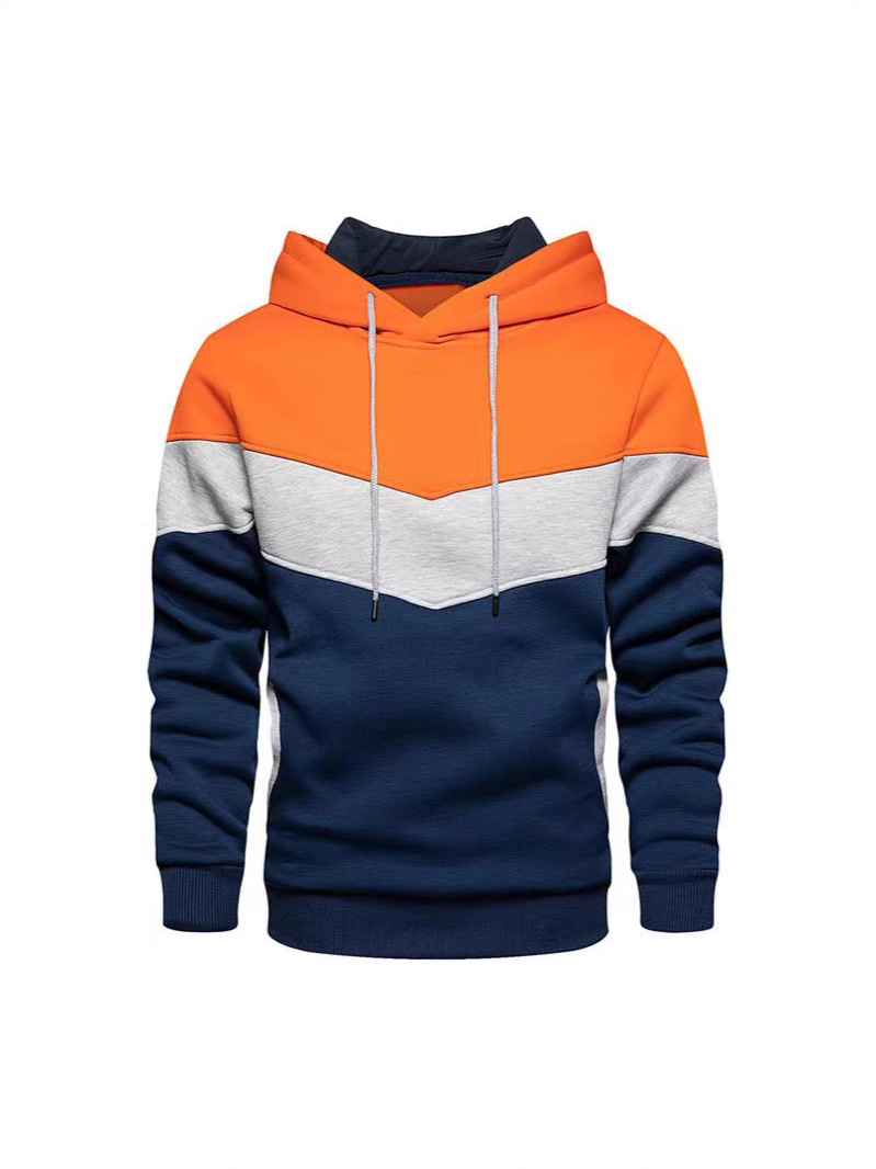 Foreign Trade Amazon Independent Station Leisure Sports Hooded Sweater Autumn and Winter Fleece Contrast Pullover Loose Jacket