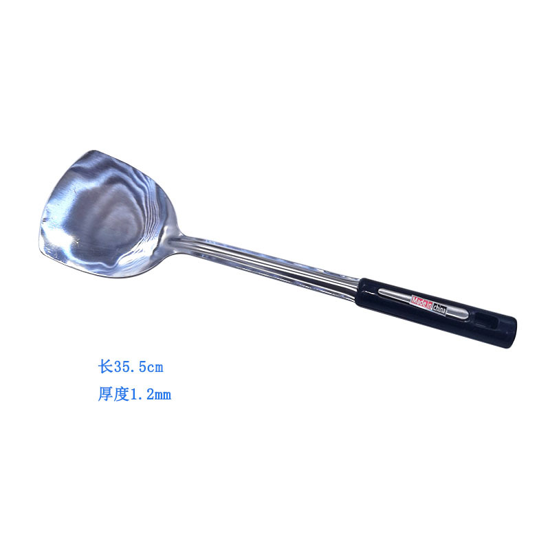 Picture of Stir-frying spatula long handle wooden rice spatula stainless steel thickened frying spatula household kitchen utensils wholesale