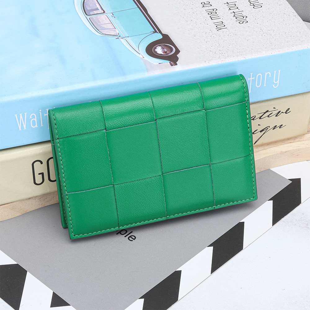 Picture of Genuine Leather Women's Passbook Bag New Fashion Sheepskin Woven Folding Passbook Cover Card Certificate Storage Protection Leather Cover