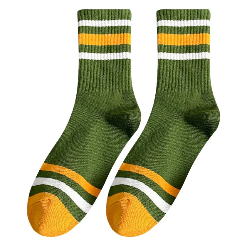 Men's long socks autumn and winter ins fashionable striped sports socks women's socks mid-high basketball socks Zhuji cross-border foreign trade
