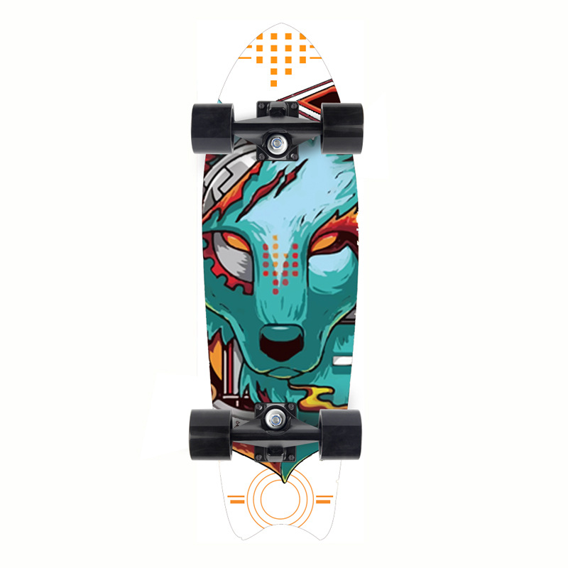 Picture of 28 inch maple small fish Board children Brush Street road beginners four-wheel skateboard single rocker skateboard