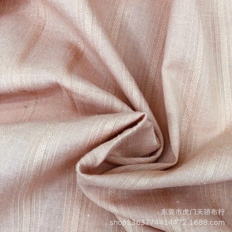 Spring and summer new woven cotton gauze jacquard 115 grams lady striped jacquard shirt dress fabric