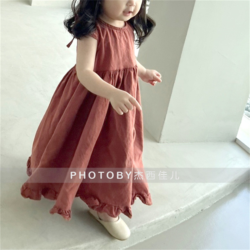 Ins Korean Style Baby Girl Summer New dress Fashionable Rear V-Neck Sleeveless Loose Doll Dress 2