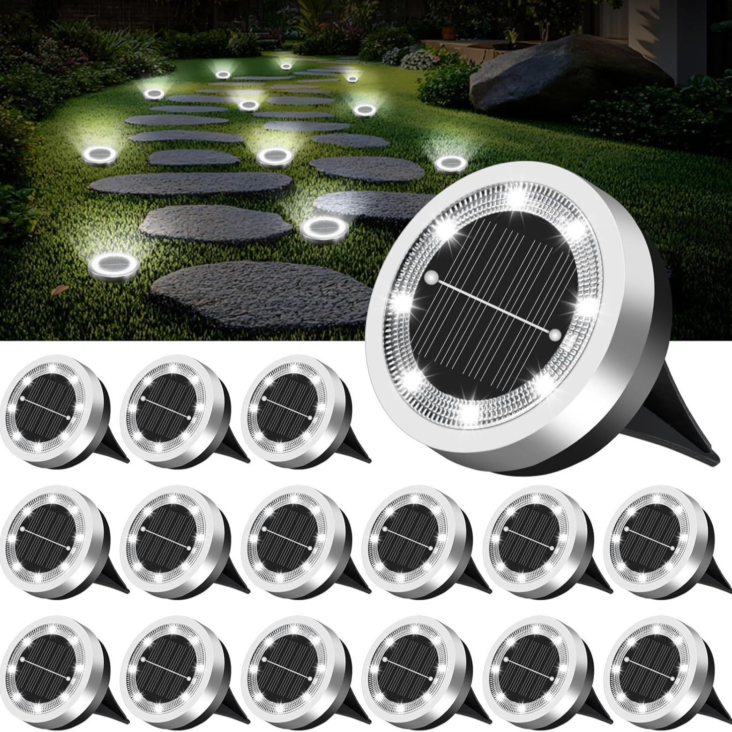 New Solar Mini Underground Light Stainless Steel Outdoor Ground Lawn Light Courtyard Garden Decoration Villa Floor Light