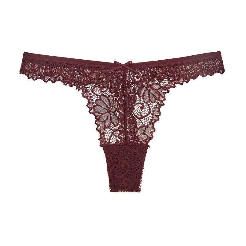 Picture of Thong Women's European and American Foreign trade sexy lace sexy women's underwear Low Waist Seamless transparent hollow T pants