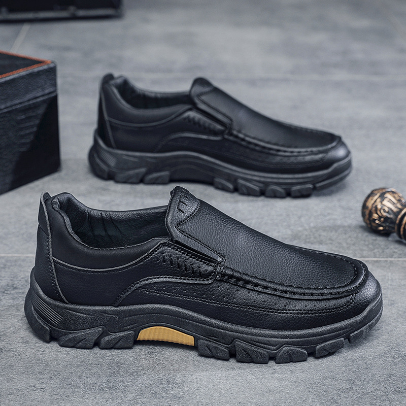 2025 New Autum Men's Shoes, Versatile Casual Shoes, Men's British Middle-Aged Dad Shoes, Fashionable Business Leather Shoes