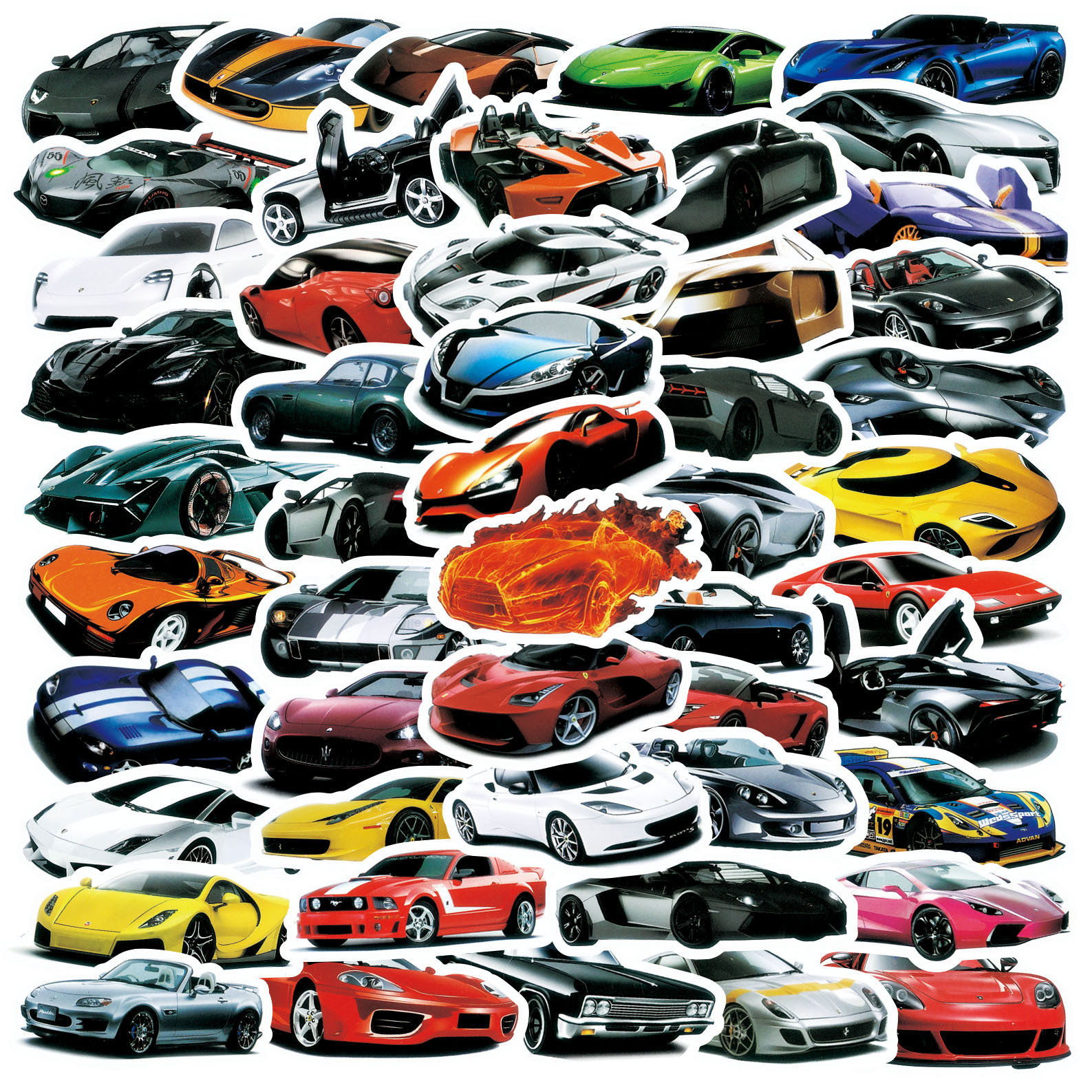 Picture of 50 pieces modified car JDM sports car graffiti stickers water Cup laptop waterproof luggage decorative stickers