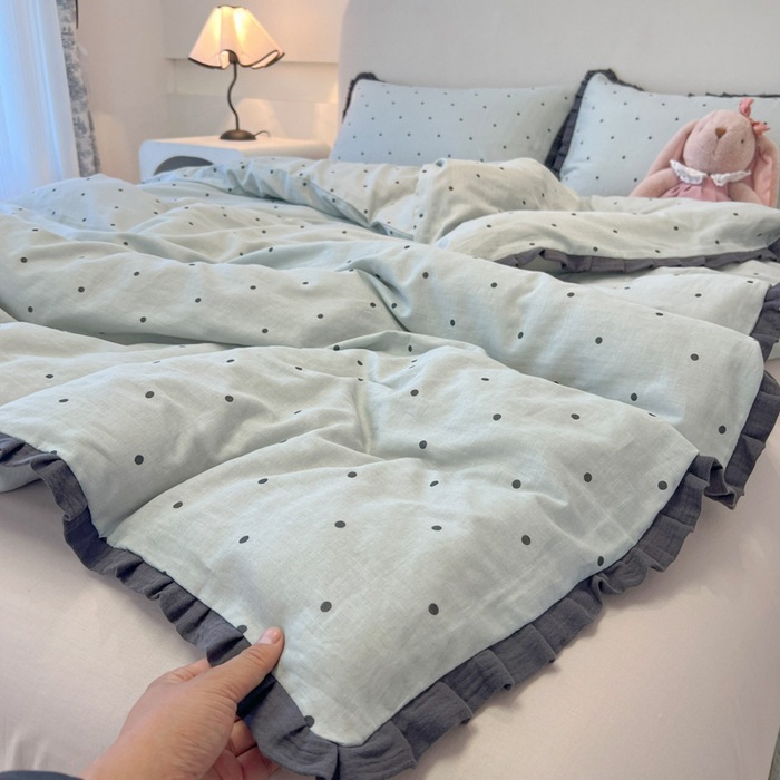 Picture of Class a French Bedding Four-Piece Set Pure Cotton Double-Layer Gauze Quilt Cover Bed Sheetss Summer Bed Bed Sheetss Dormitory Three-Piece Set 4