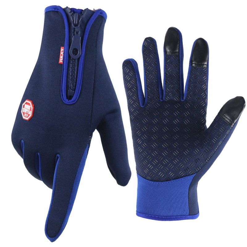 Picture of Touch Screen Gloves Winter Warm Fleece Gloves for Men and Women Cycling Outdoor Sports Non-Slip Snow Mountaineering Zipper Motorcycle
