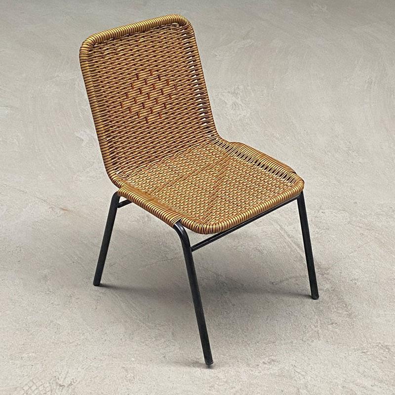Bbq Small Stool Balcony Rattan Chair Small Stool Outdoor Single Reinforced Backrest Small Chair Woven Silk Flower Universal