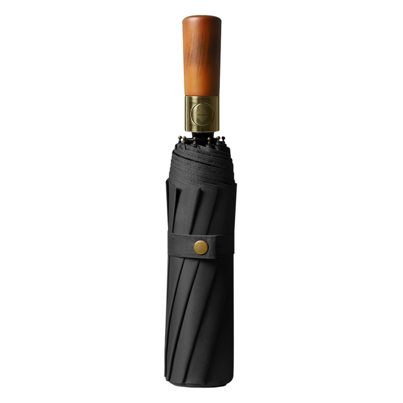 Picture of Three-fold automatic umbrella log handle lettering sunny umbrella men's business folding umbrella printed logo high-end gift umbrella