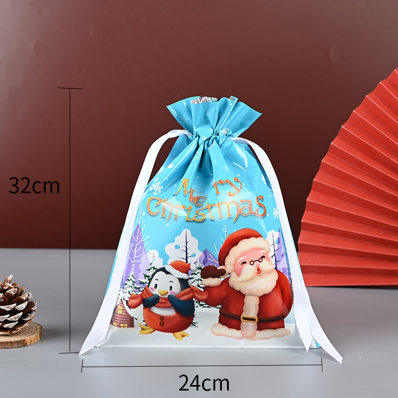 Picture of Cross-border Amazon Christmas Gift Bag Drawstring Bag Christmas Gift Packaging Bag Ping An Fruit Snowflake Crisp Bag
