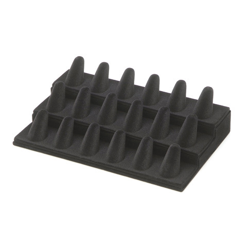 Velvet 18-Slot Ring Holder Three-Tier Display Stand for Rings and Jewelry, Wooden Display Rack