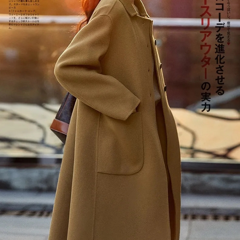 Picture of Plus size women's wool overcoat Women's Mid-length 2023 autumn and winter New loose high-end double-sided velvet woolen coat