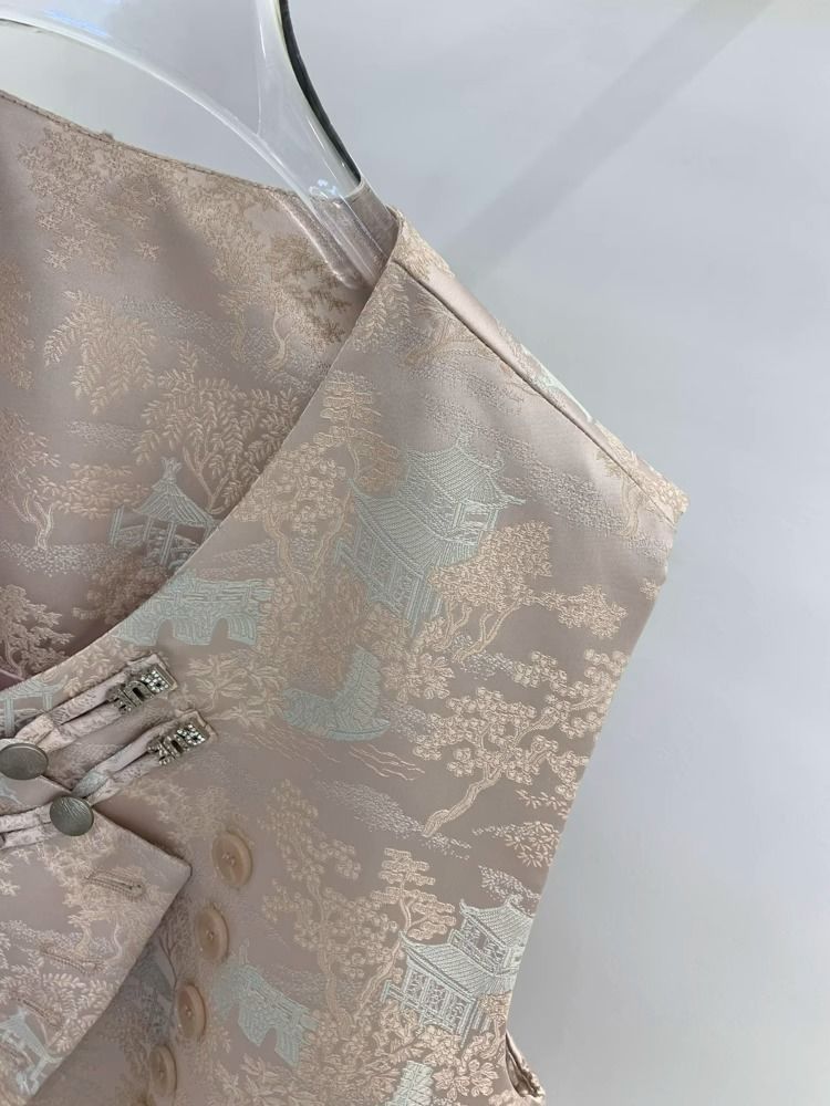 Picture of National style buckle fashion irregular design pink waistcoat women's spring 2024 new sleeveless waistcoat