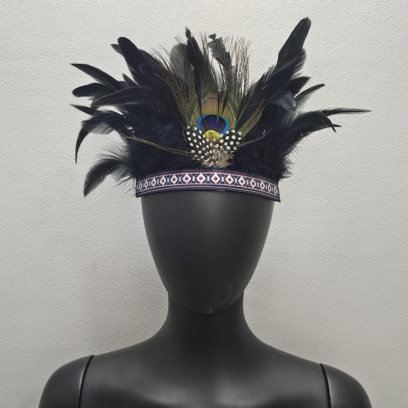 Picture of Indian Feather Headwear Chief Hair Accessories Carnival Stage Show Props Headwear Accessories Cross Border