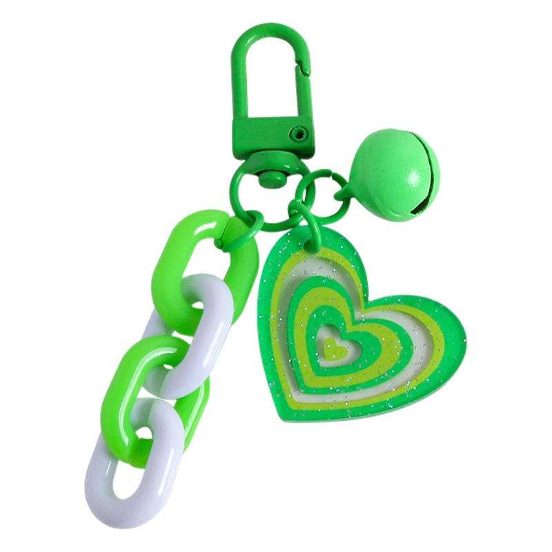 Creative Double-Layer Heart Chain Key Chain Pendant Small Fresh Colorfulful Bell Bag Hanging Jewelry Car Key Chain