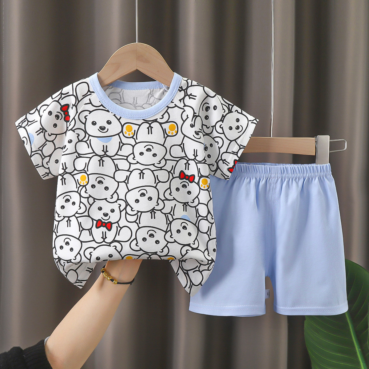 Picture of Children's Short-Sleeved Suit Pure Cotton Summer New Baby Boy Summer T-Shirt Girl Clothing Thin Kidsren's Clothing Carefully Selected