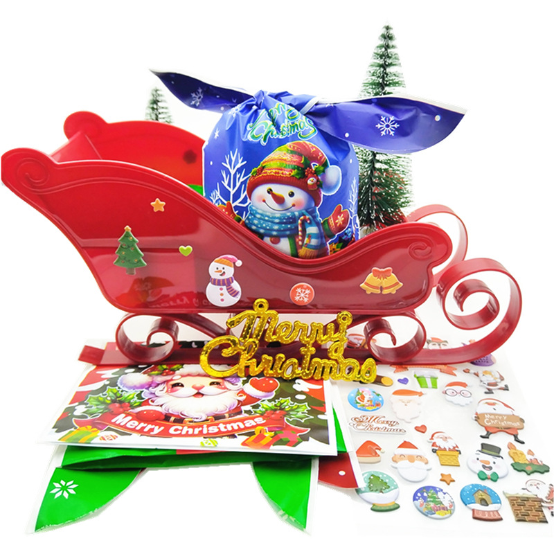 Candy snowmobile desktop decoration plastic snowsled car Santa Claus gift deer car self-assembly can match suit