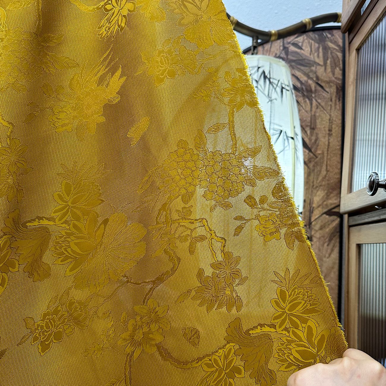 Spring and summer new all-man silk through hole flower jacquard fabric new Chinese hollow flower shirt cheongsam fabric