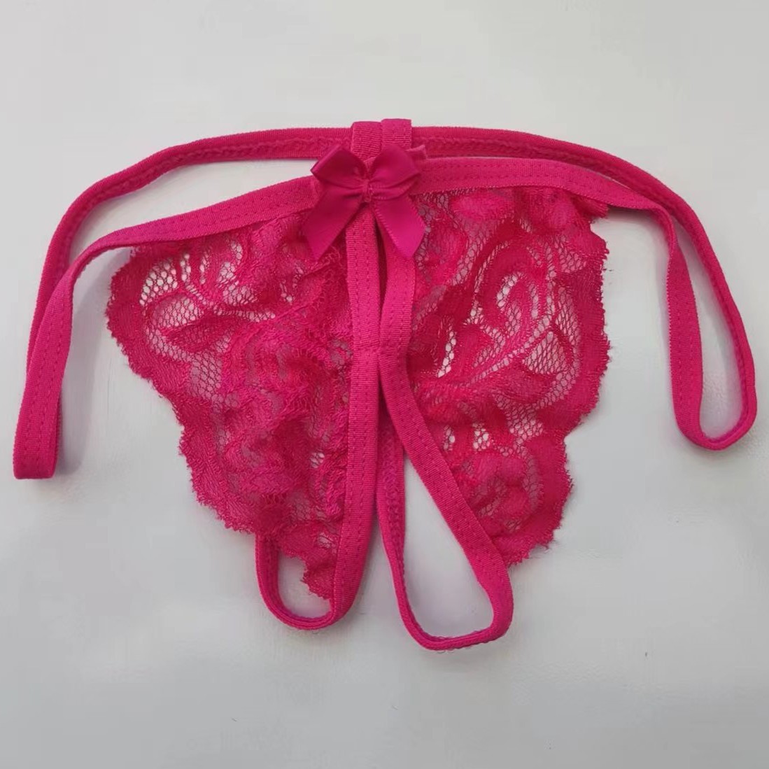 Picture of A large number of wholesale crotch-free single bow fun lace underwear women's sexy passion thong large size T pants
