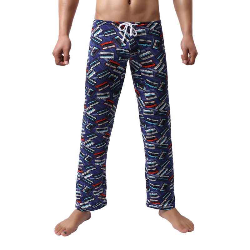 Picture of Factory wholesale fancaz men's trousers blue printed classic thin casual loose mid-waist pajama pants AliExpress
