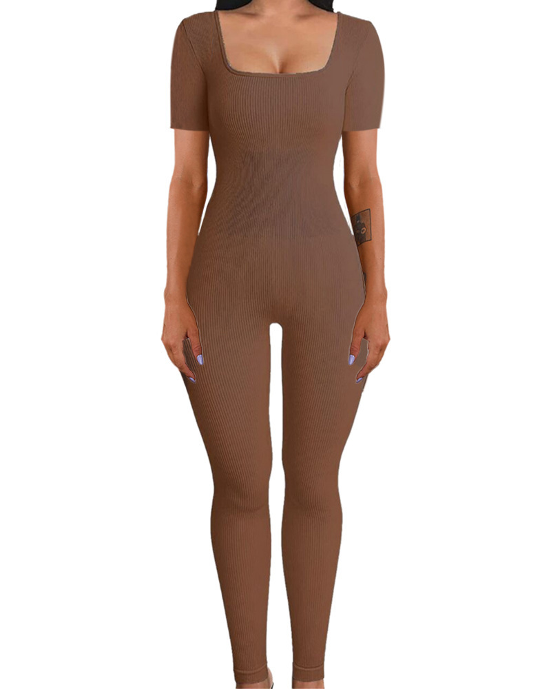 Picture of Amazon European and American Foreign Trade Women's Jumpsuit Autumn and Winter New Thread Square Collar Hip Slim Fit Sexy Jumpsuit