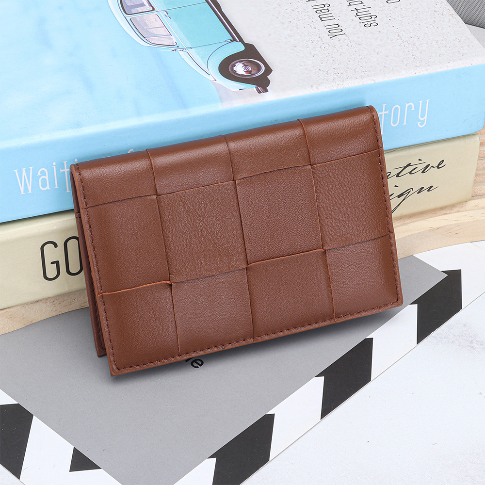 Picture of Genuine Leather Women's Passbook Bag New Fashion Sheepskin Woven Folding Passbook Cover Card Certificate Storage Protection Leather Cover